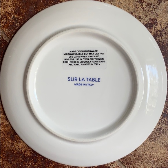 NEW SUR LA TABLE  SET OF 4 NAVY/WHITE PLATES - Picture 3 of 3